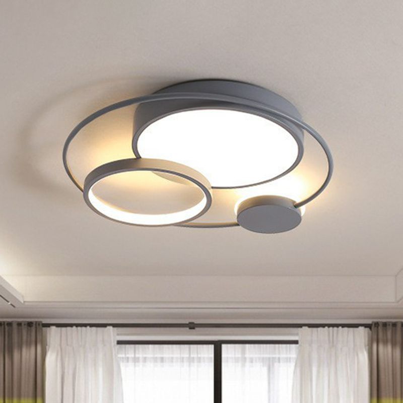 Two Tone Circular LED Flush Mount Ceiling Light Black And White