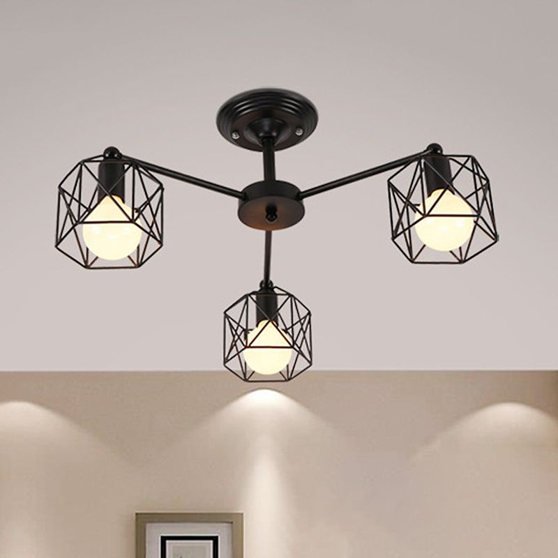 Onyx Black Semi-Flush Ceiling Light For Living Room And Bedroom