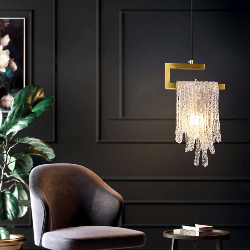 Gold Jelly Pendant Light With Crystal Accents