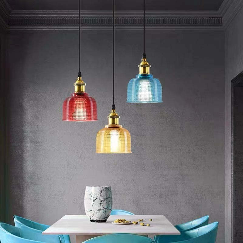 Suspension Art Déco en Verre Coloré Éclairage Ambiant Intime