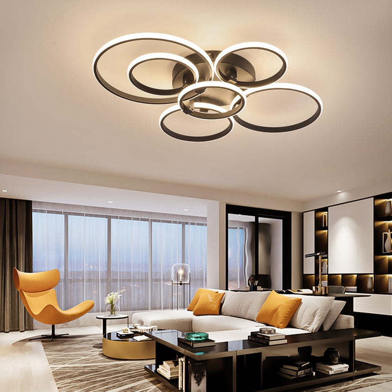 Overlapping Circle LED Ceiling Light In Black And White