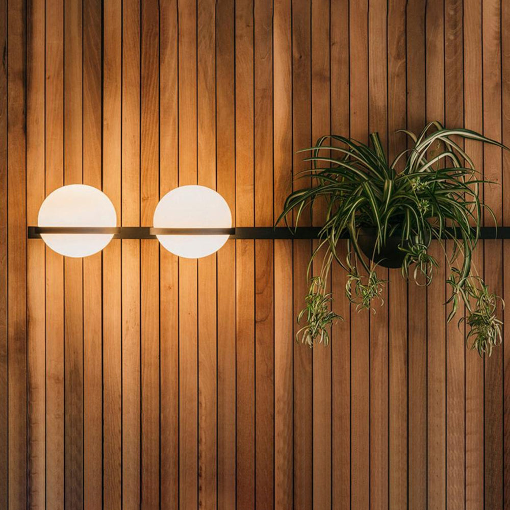 Globe Metal Outdoor Solar IP65 Wall Light With Planter Black White