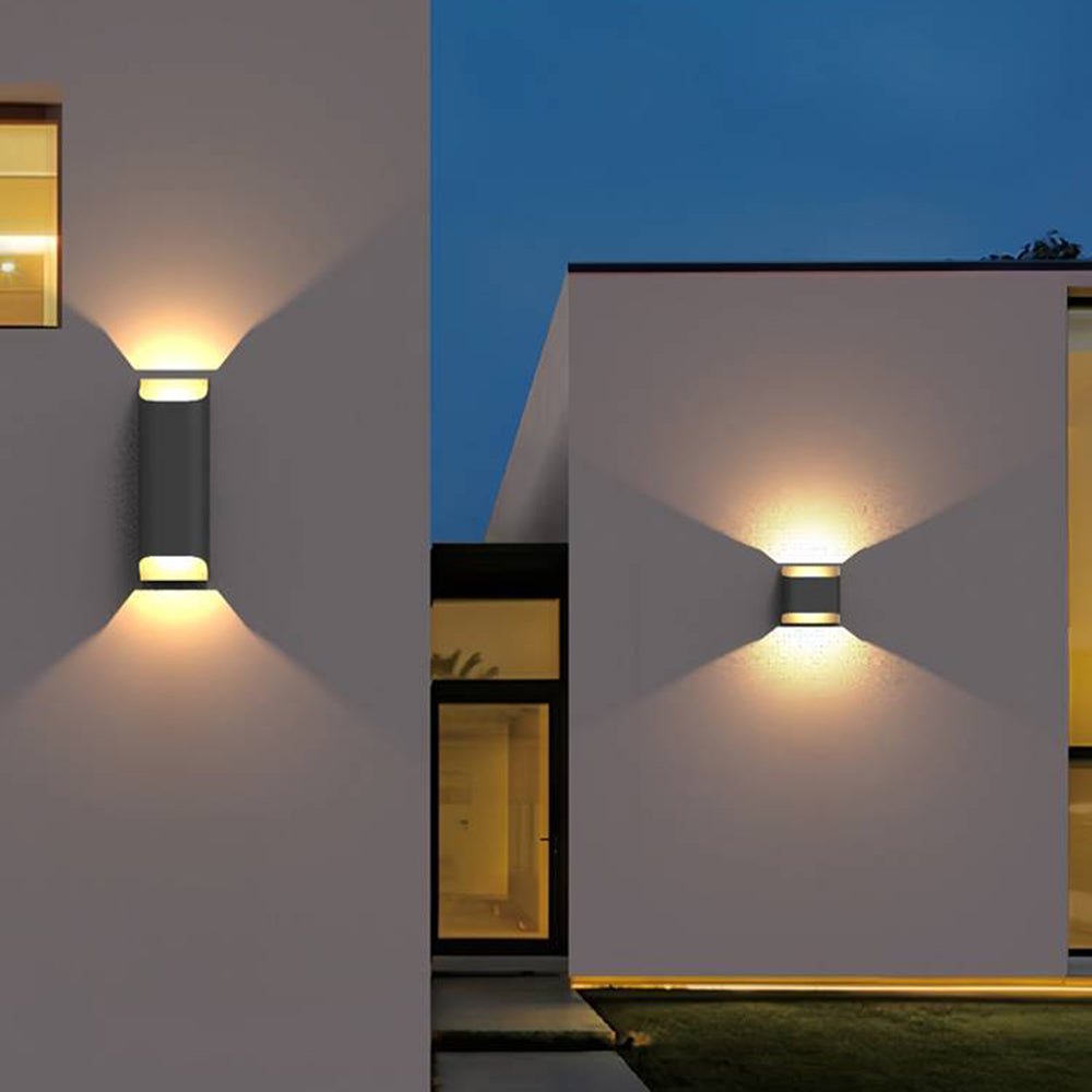 Black Solar Up Down Metal Outdoor Wall Light