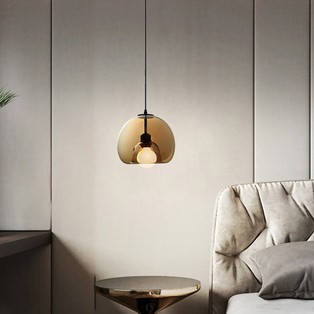 Amber Smoky Glass Globe Pendant Light Ambient Lighting