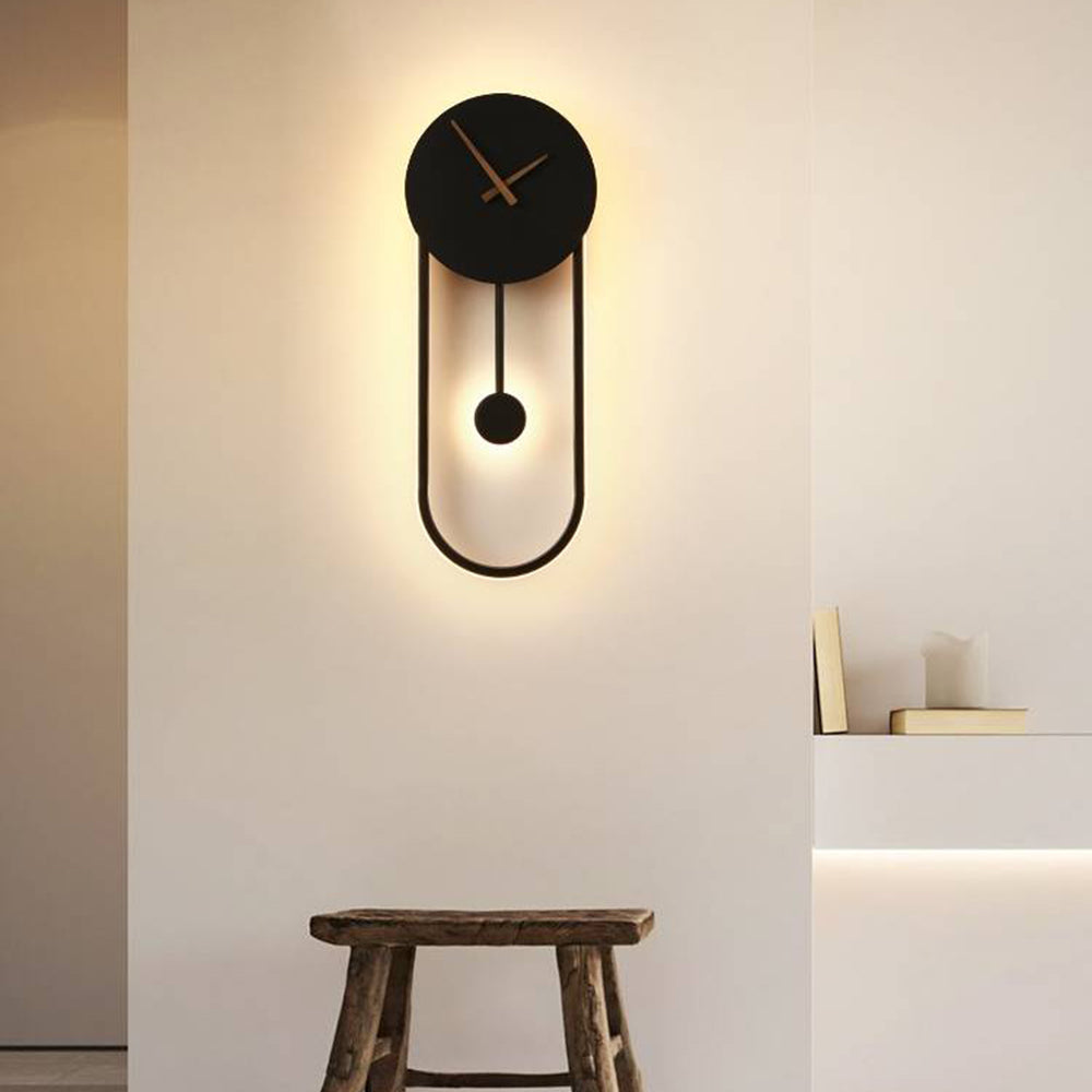 Nordic Clock Wall Lamp In Gold And Black