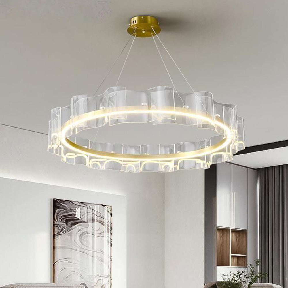 Elegant Gold Ring Pendant Light For Living Rooms