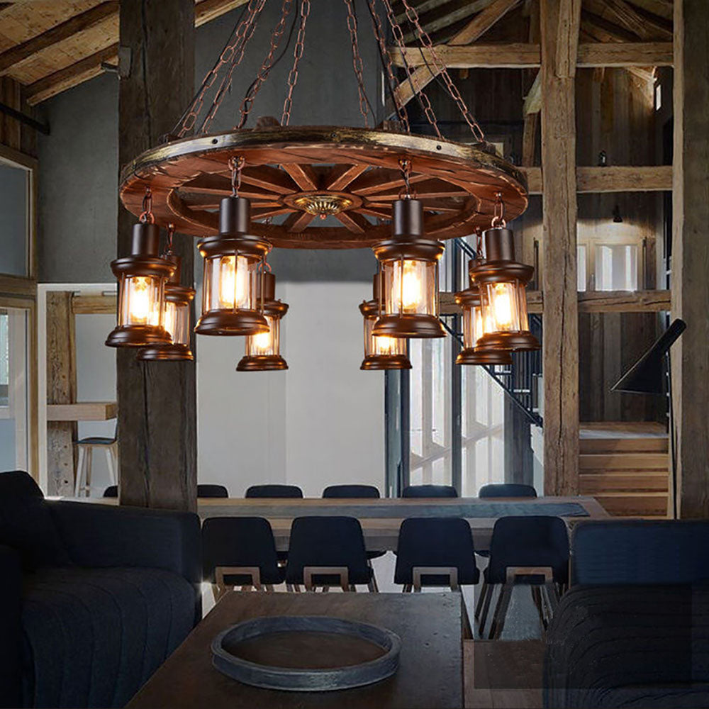 Vintage Rudder Pendant Light in Walnut Wood and Metal