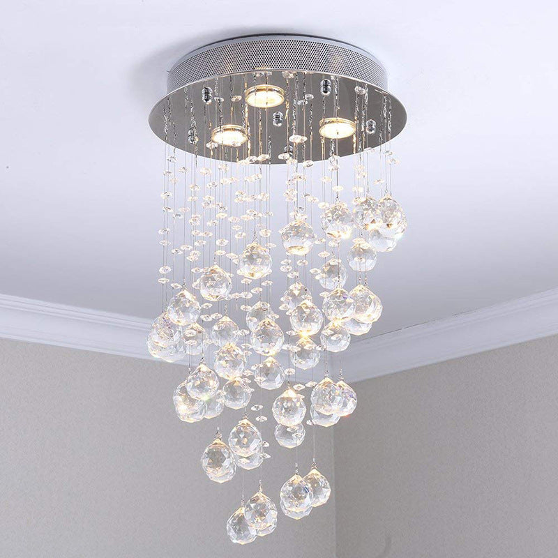 Orion Long Flush Mount Ceiling Light Metal and Glass for Living Room