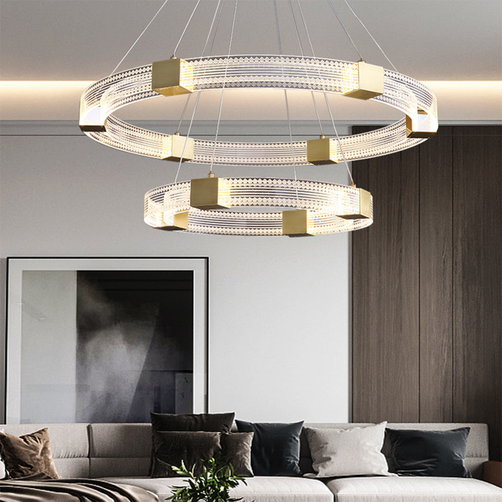 Gold Metal Pendant Light With Warm White Glow
