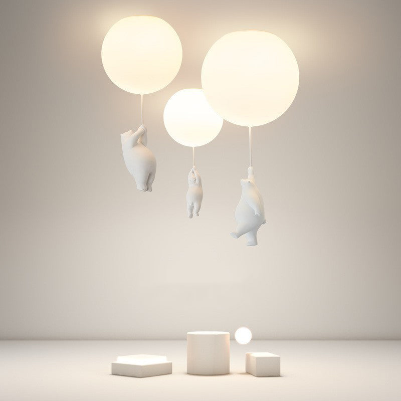 Bear Balloon Nursery Flush Mount Light With Milky Glow