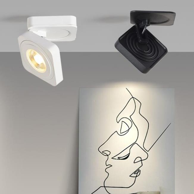 Square Ceiling Spotlight With Adjustable Heads In Black And White