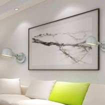 Dome Wall Lamp With Adjustable Metal Arm Black And White For Bedroom