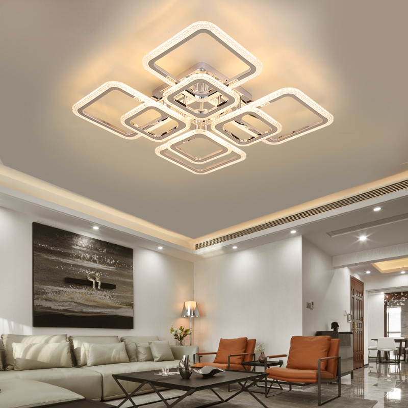 Luxe Square Flush Mount Ceiling Light With Acrylic And Metal LED