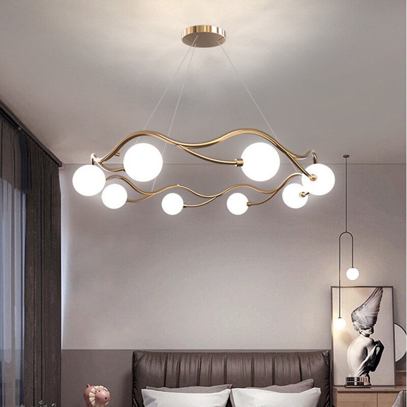 White Gold Wave Pendant Light For Ambient Glow