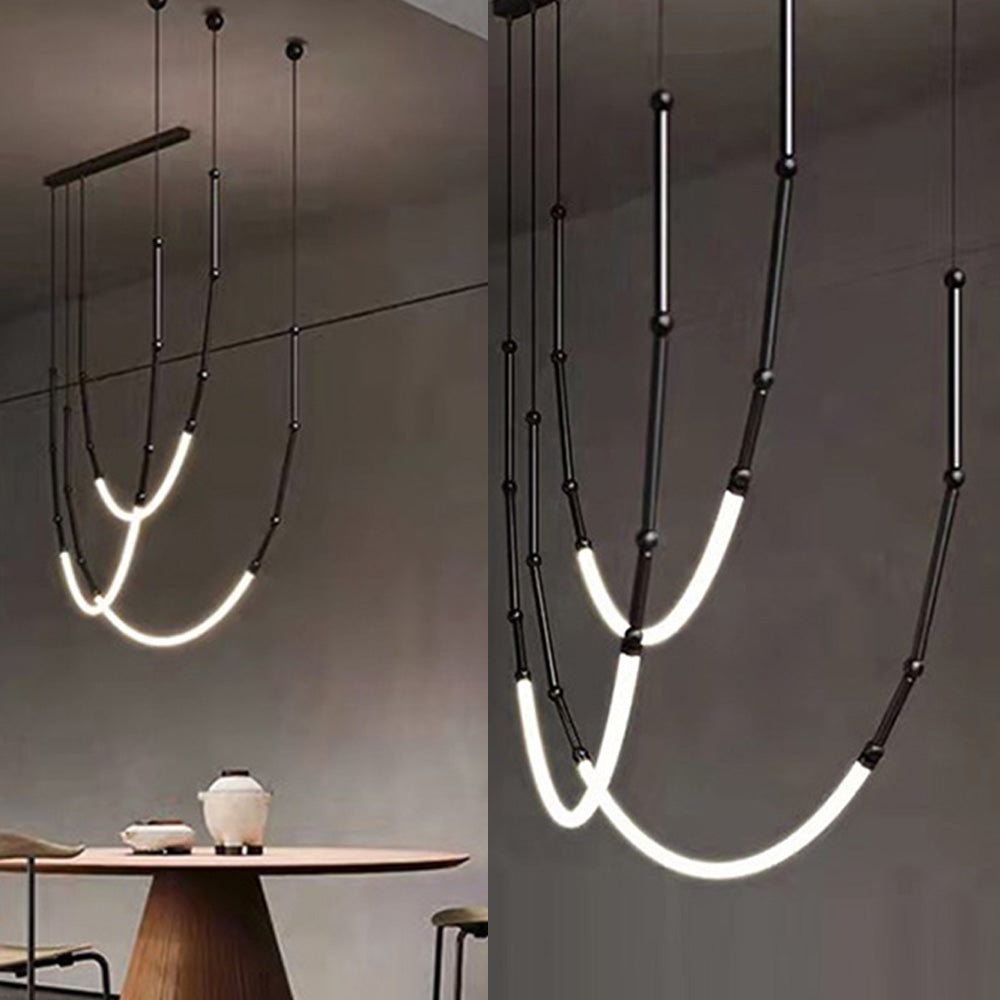 Minimalist Black Linear Pendant Light