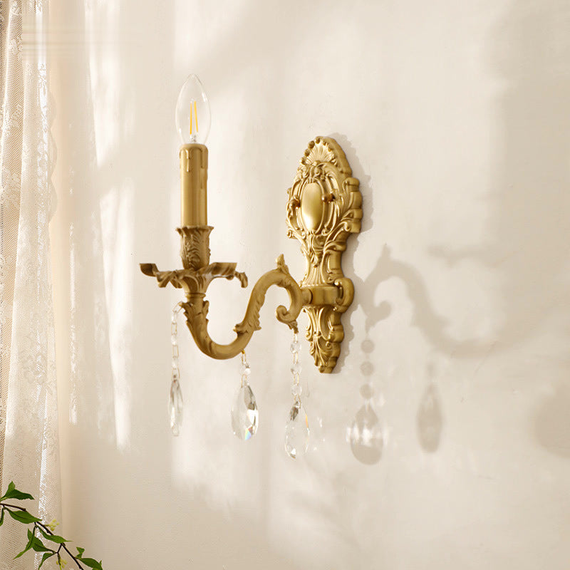 Vintage Crystal LED Wall Light With Metal Frame For Living Room