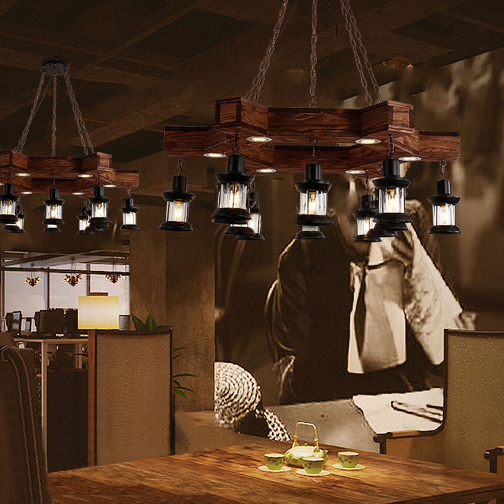 Walnut Lantern Pendant Light Ambient Glow