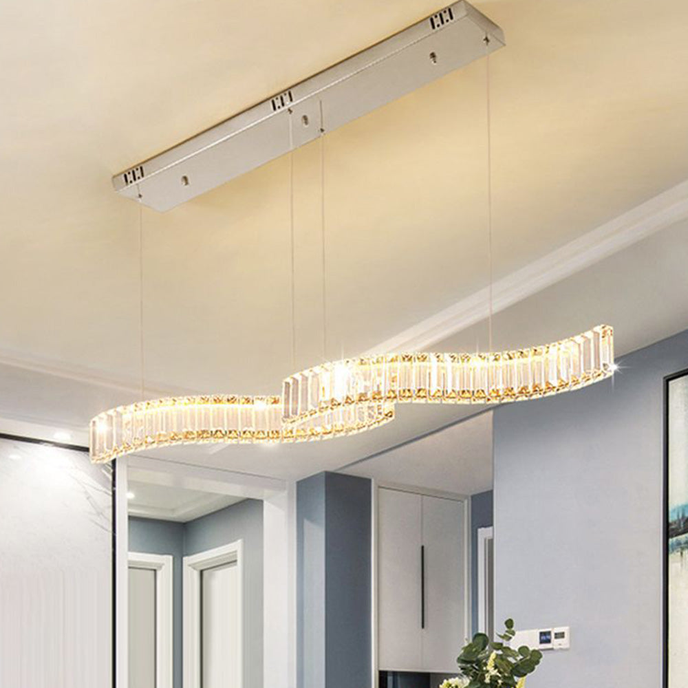 Crystal Wave Pendant Light Gold And Silver