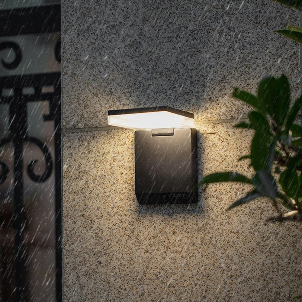 Minimalist Solar Right Angle Sensor Outdoor Wall Light IP65 Black