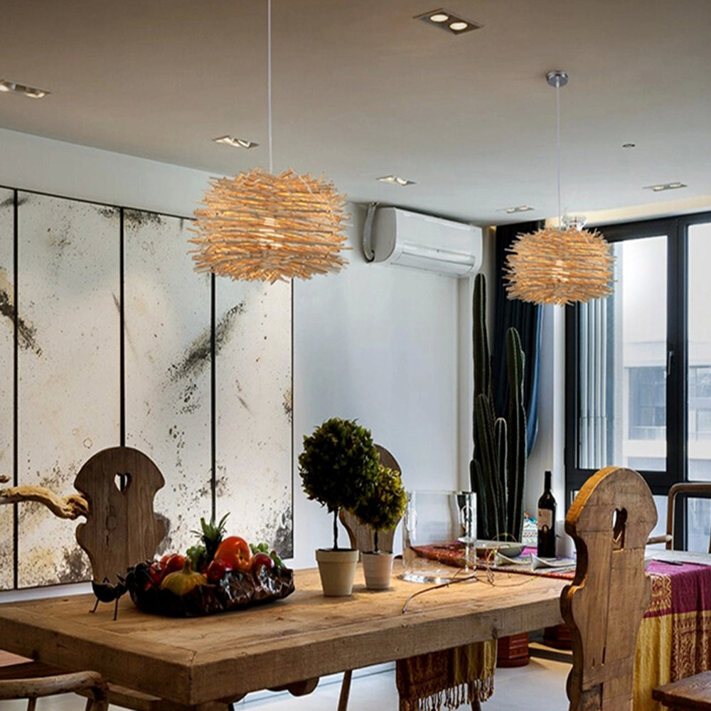 Natural Wood Nest Pendant Light For Cozy Ambience