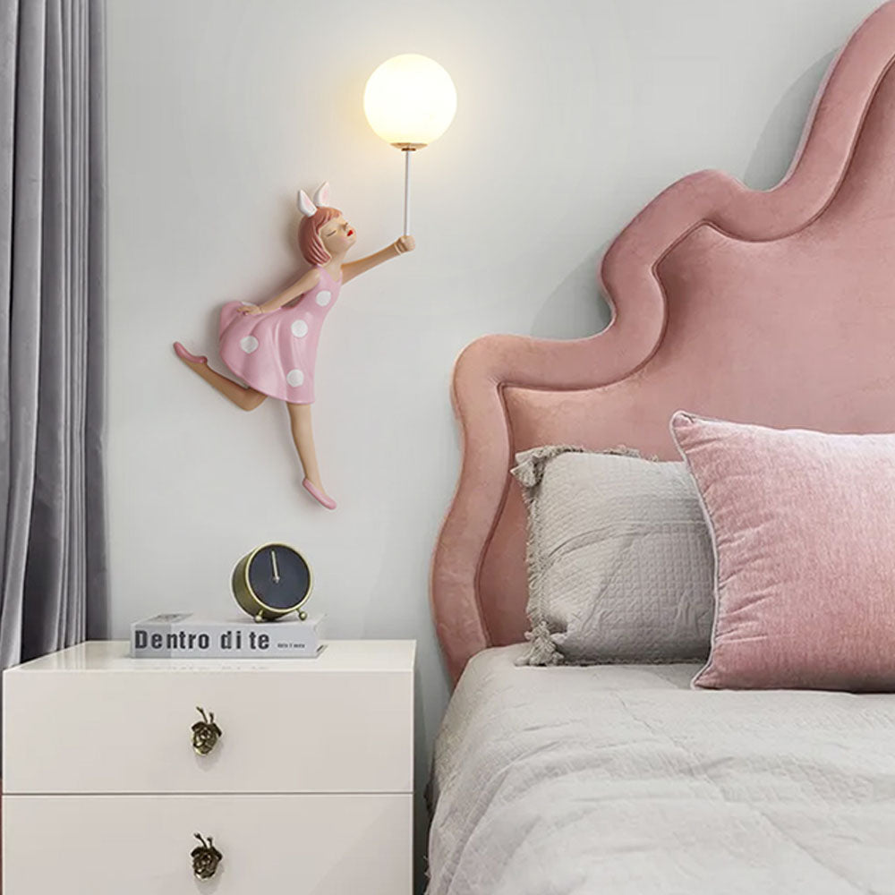 Blush Pink Balloon Wall Lamp For Kids Room