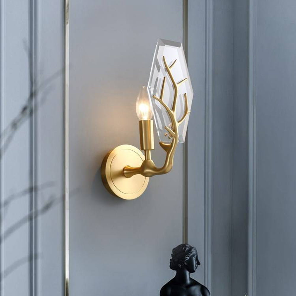 Elegant Modern Gold Crystal Wall Lamp