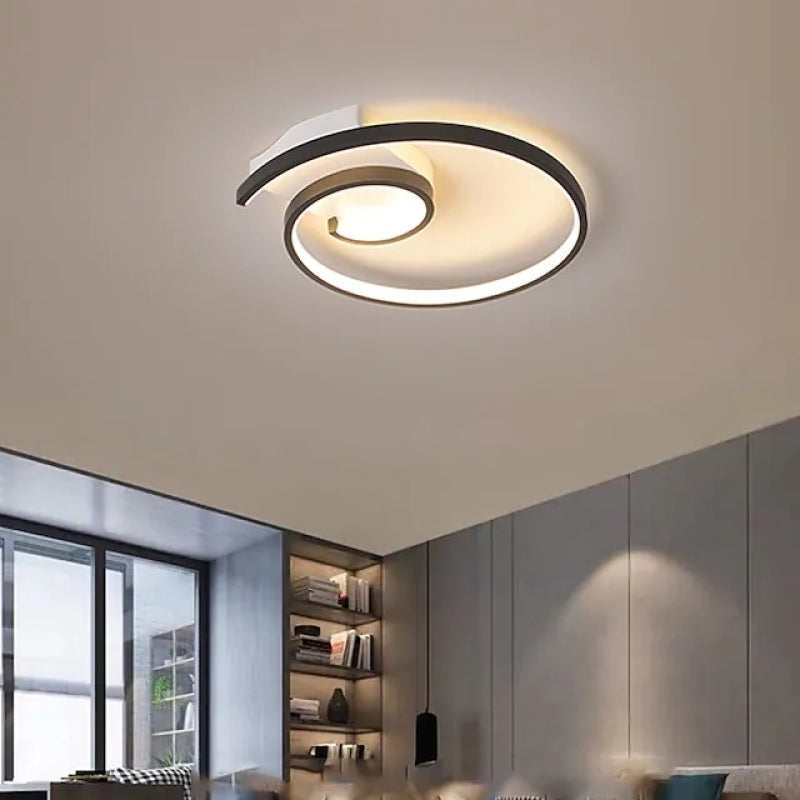 Modern Spiral Metal Ceiling Light With Matte Black Or White Finish