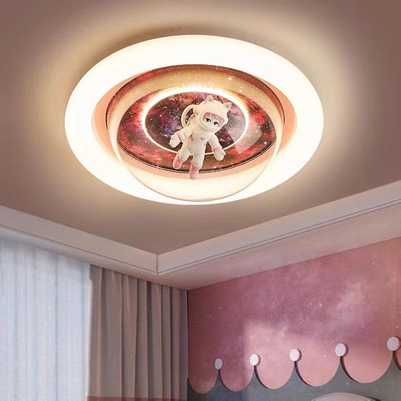 Luna Nebula Astronaut Galaxy Dimmable Flush Mount Ceiling Light