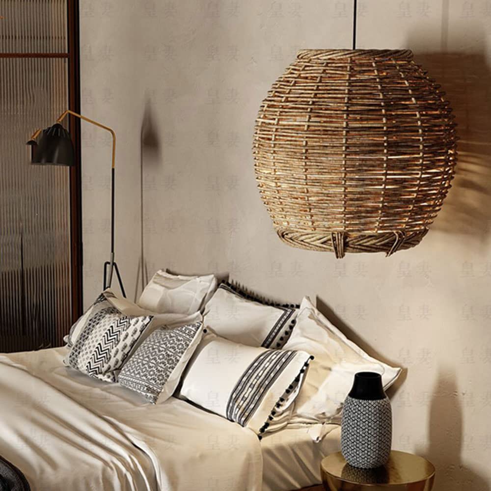 Retro Wood Rattan LED Pendant Light for Dining Room Ambience