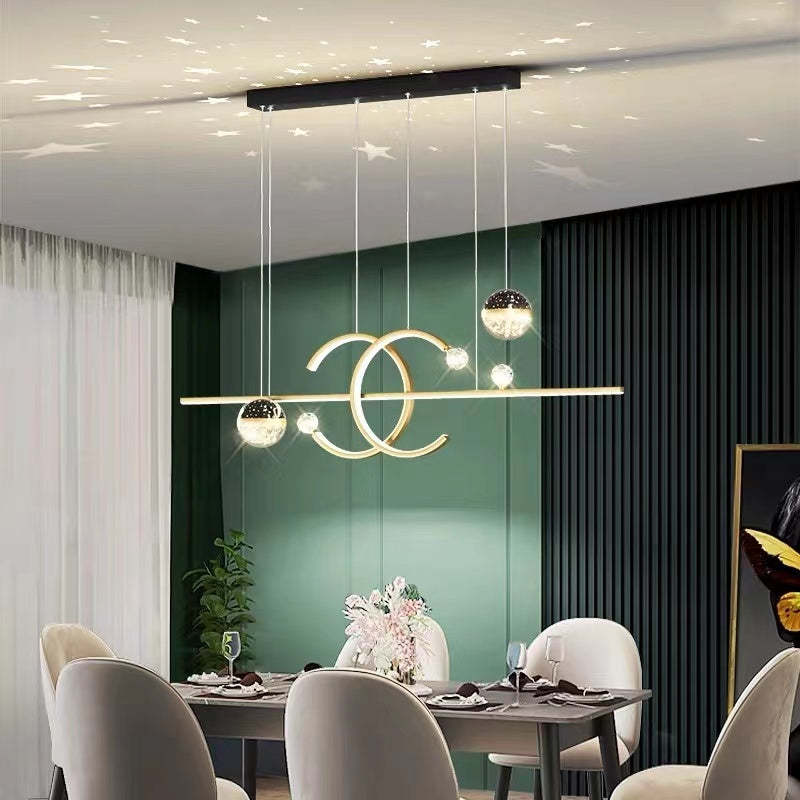 Double C Pendant Light Gold Black Starry Sky Glow