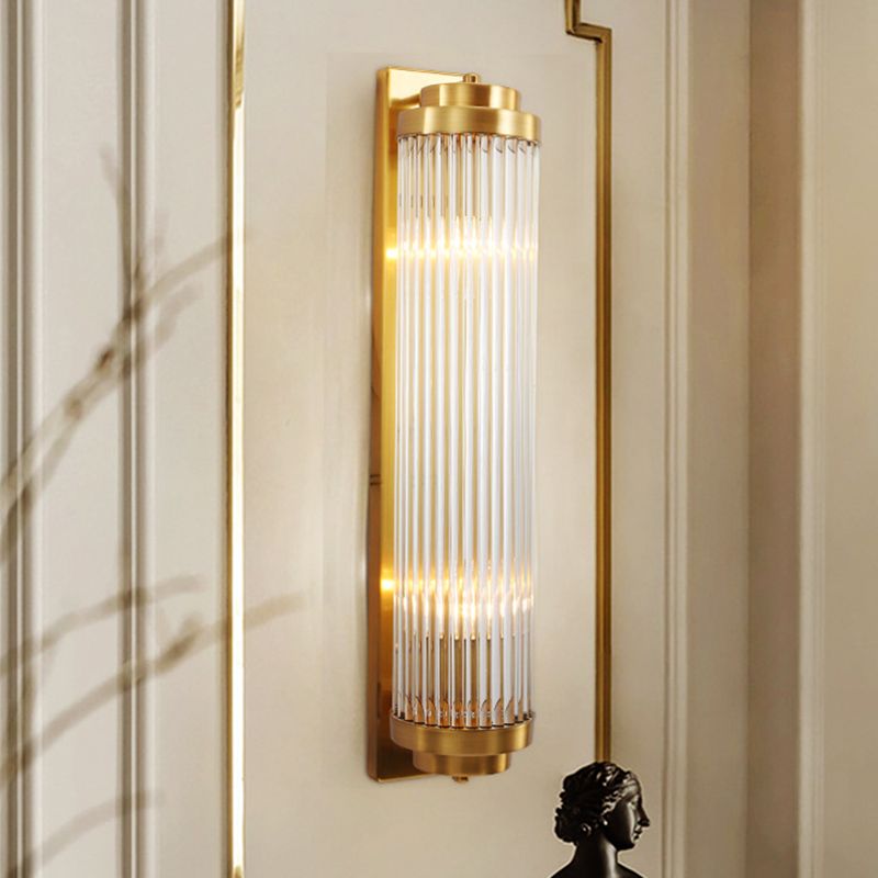 Gold Crystal Cylinder Wall Light Modern Metal