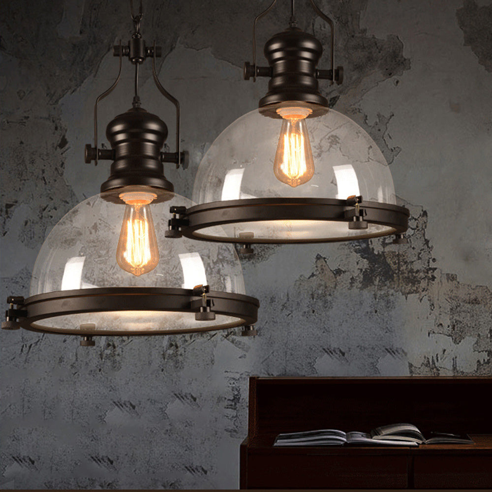 Vintage Glass Pendant Light Black Warm Country Style