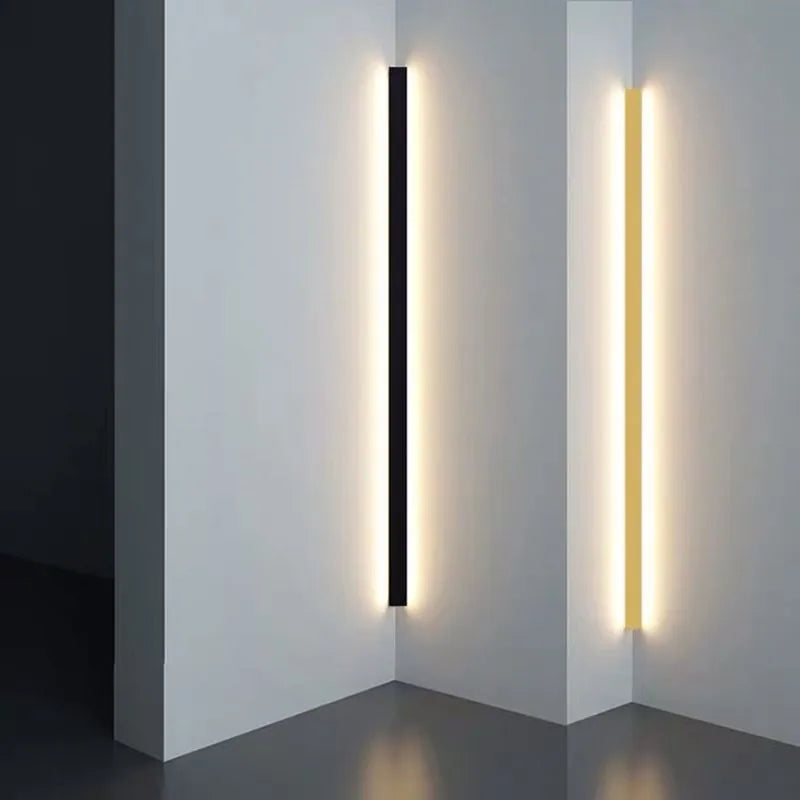 Minimal Linear Metal Wall Lamp In Gold Black White