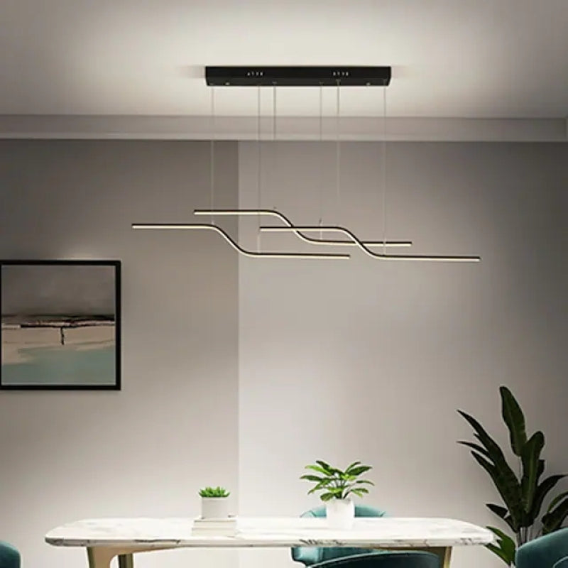 Minimalist Three-Light Geometric Metal Pendant For Dining Room