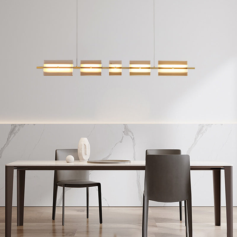 Nordic Linear Copper Glass Pendant Light For Dining