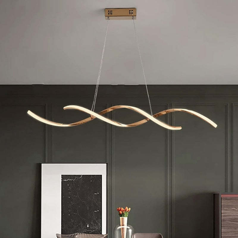 Arisha Modern Wavy Pendant Light Premium Chrome Gold Finish
