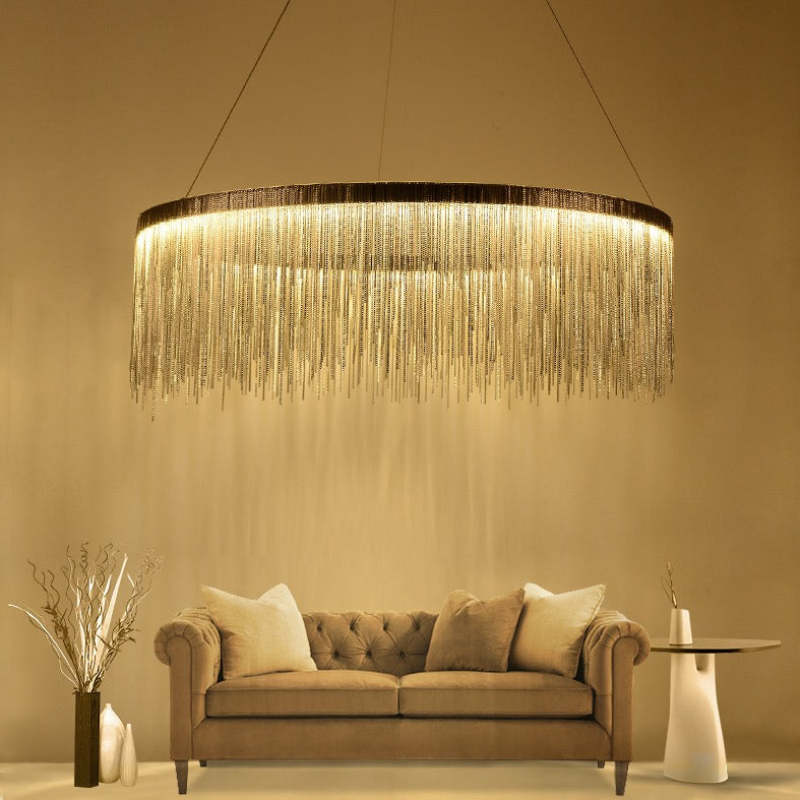 Suspension Art Déco Tassel Chaîne Éclairage Élégant Pour Salon