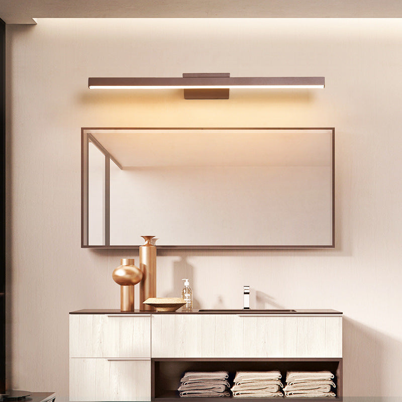 Modern Linear Metal Wall Lamp With Mirror Front And Silicone Shade