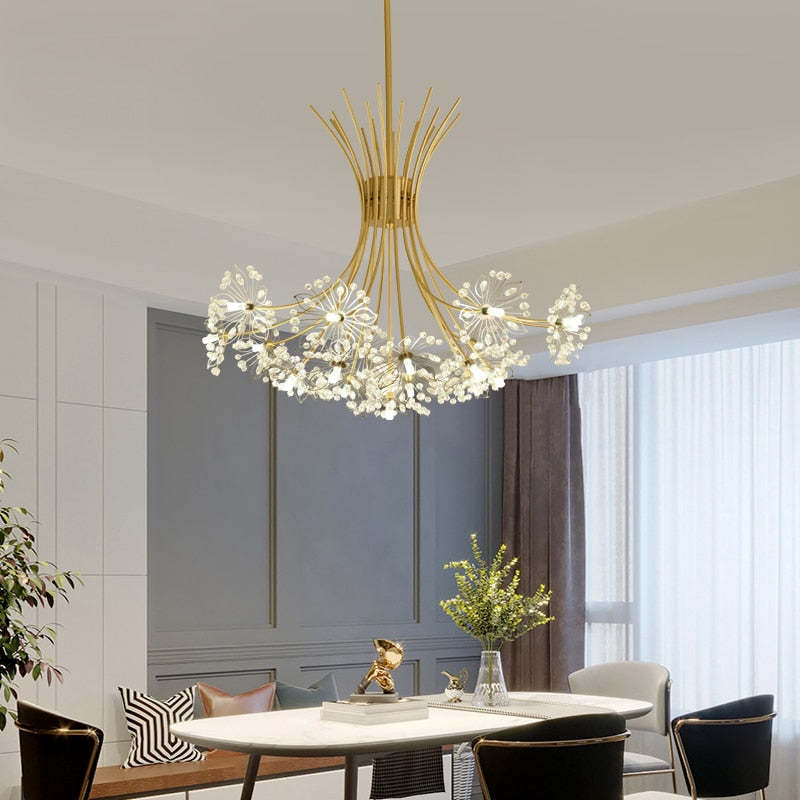 Crystal Sputnik Art Deco Chandelier Black Gold Finish