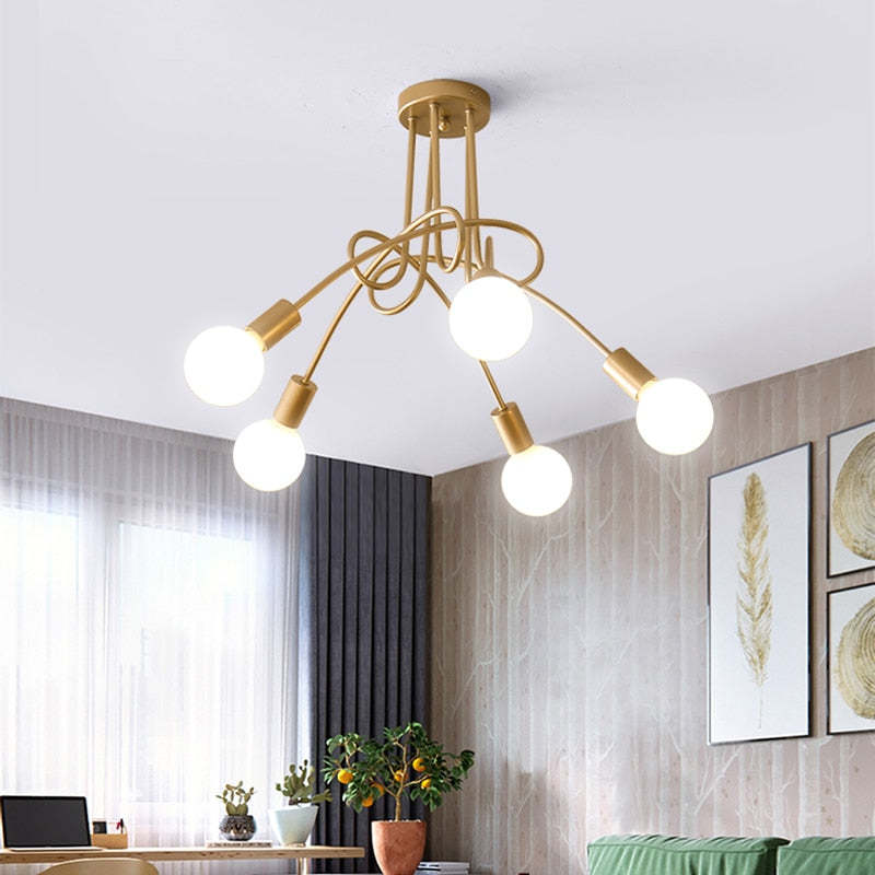 NovaLine Linear Curve Metal Ceiling Light For Dining And Living Rooms