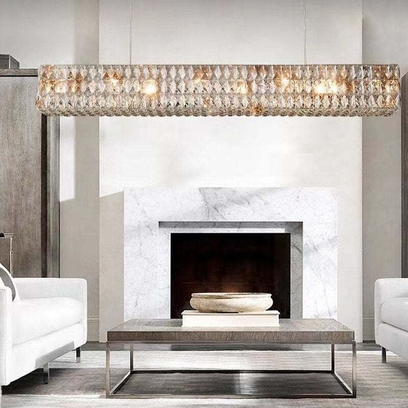 Elegant Crystal Rectangle Chandelier With Dual Finishes