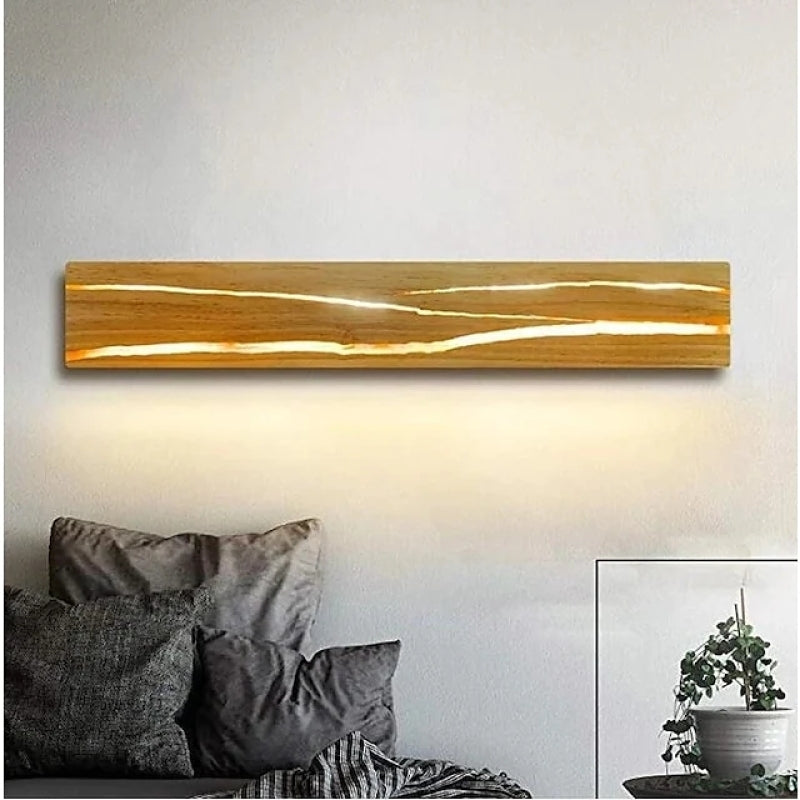 Rotating Crackle Wood LED Wall Light For Living Room