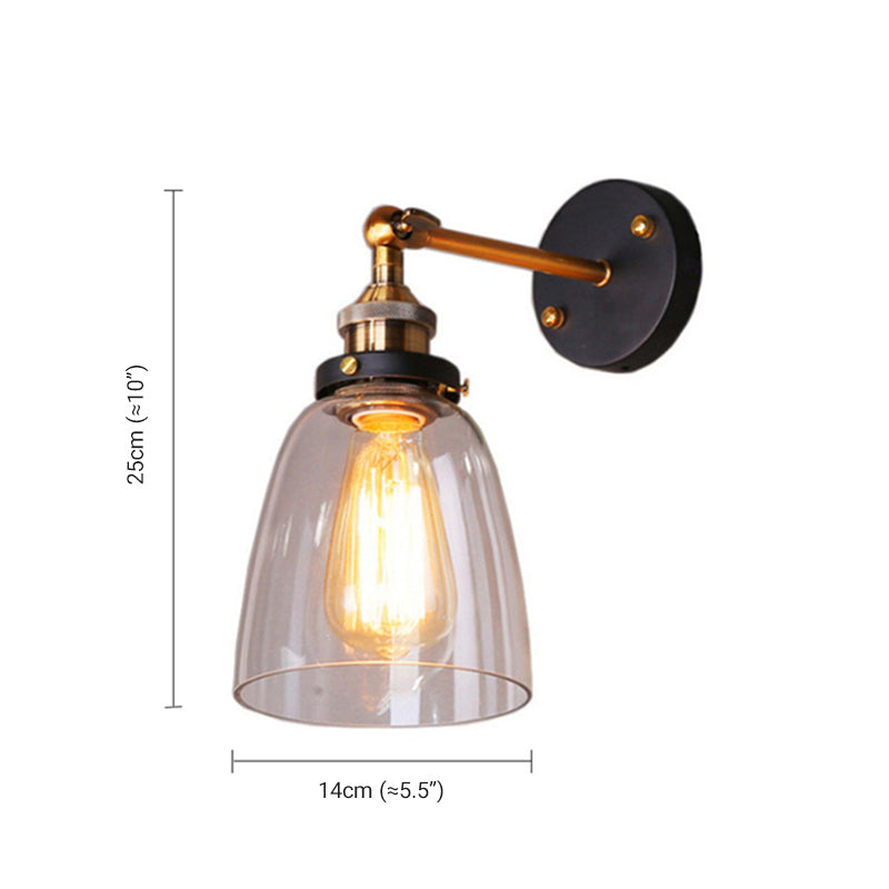 Black Vintage Inspired Wall Lamp With Glass And Metal