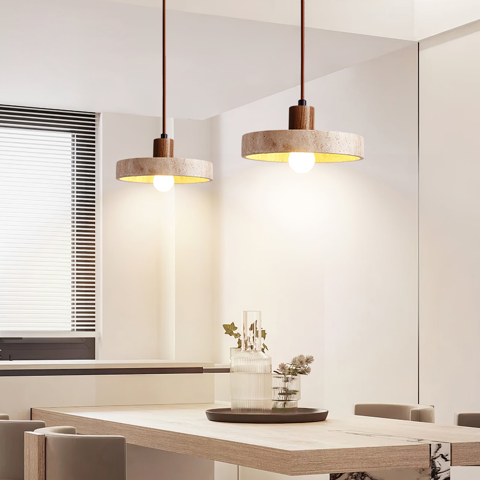 Travertine Pendant Light For Warm Ambience