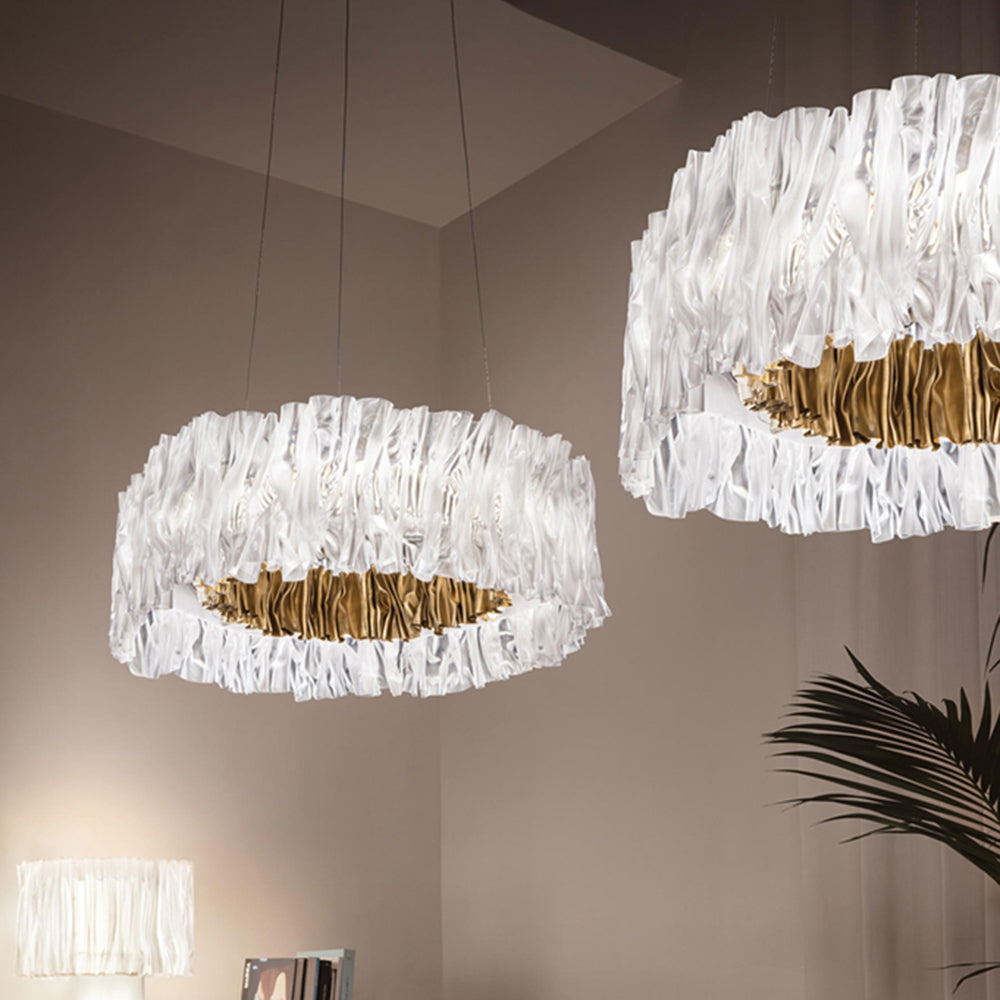 Elegant Circle Pleated Pendant Light In Stainless Steel