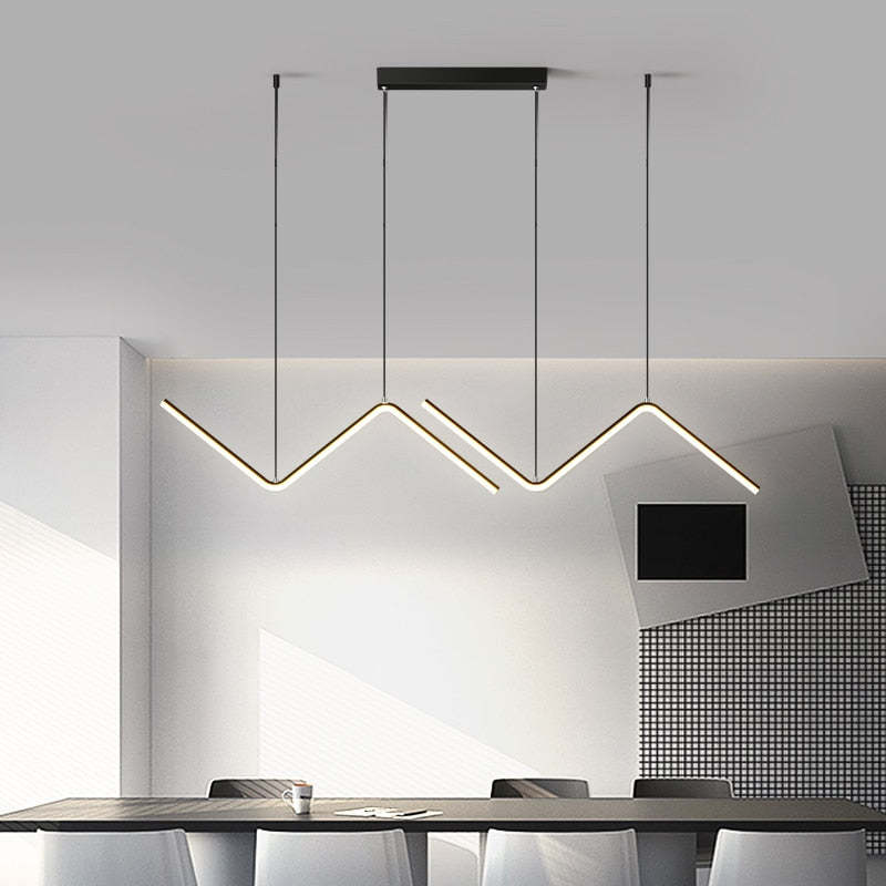 Elegant Double Pendant Light In Black And Gold