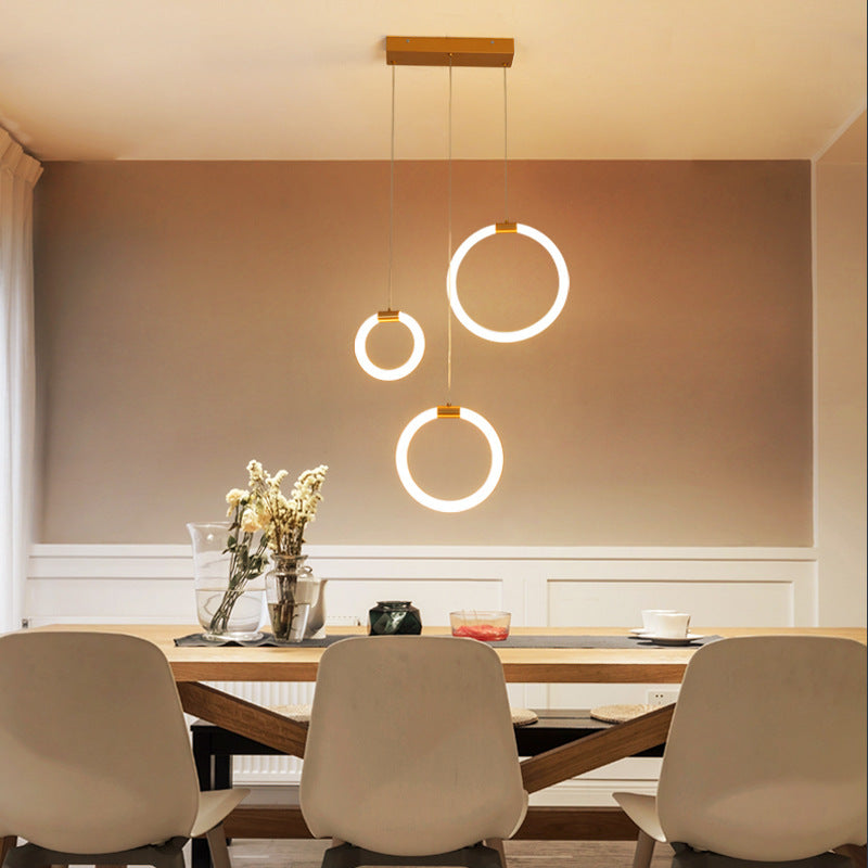 Golden Ring Staircase Pendant Light With Modern Metal Finish