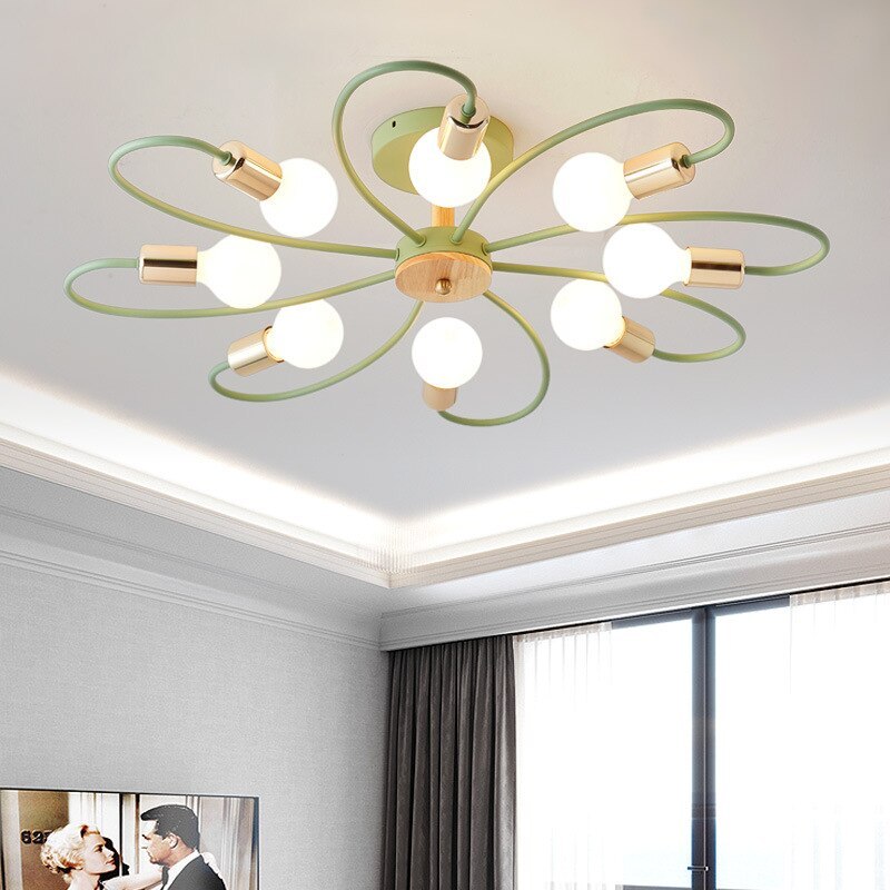 Elegant Metal And Glass Flush Mount Ceiling Light Grey Green