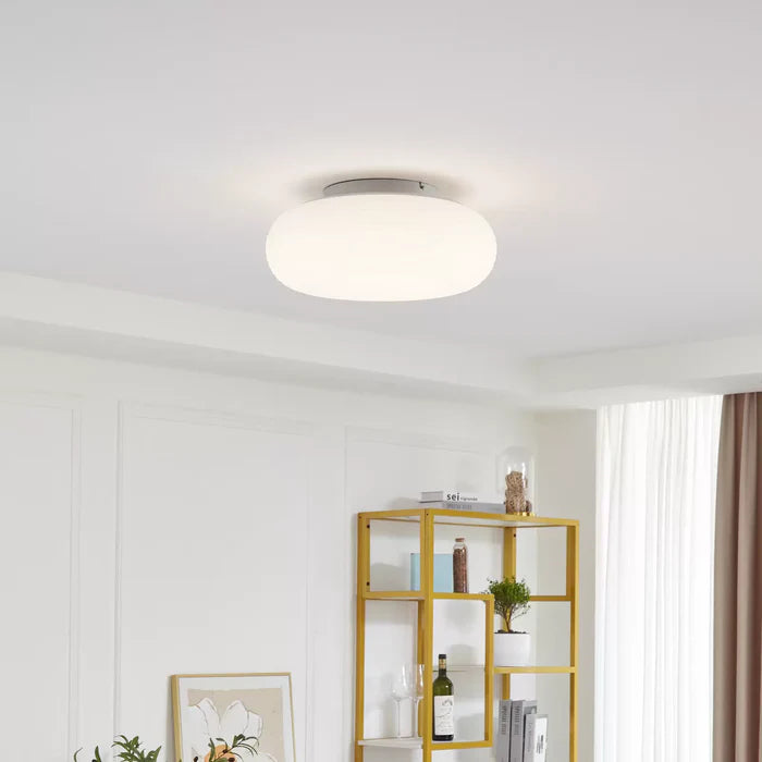 White Modern Flush Mount Ceiling Light With Acrylic Lampshade