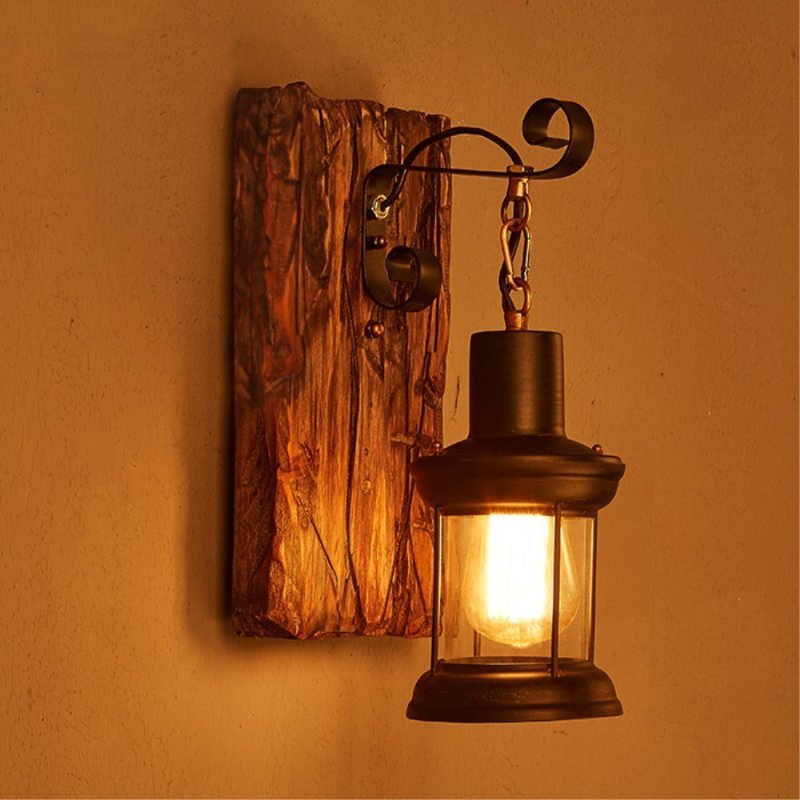 Heritage Industrial Lantern Wall Light Metal Finish